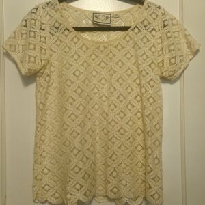Vintage "Two Of Us" Cream Lace Top